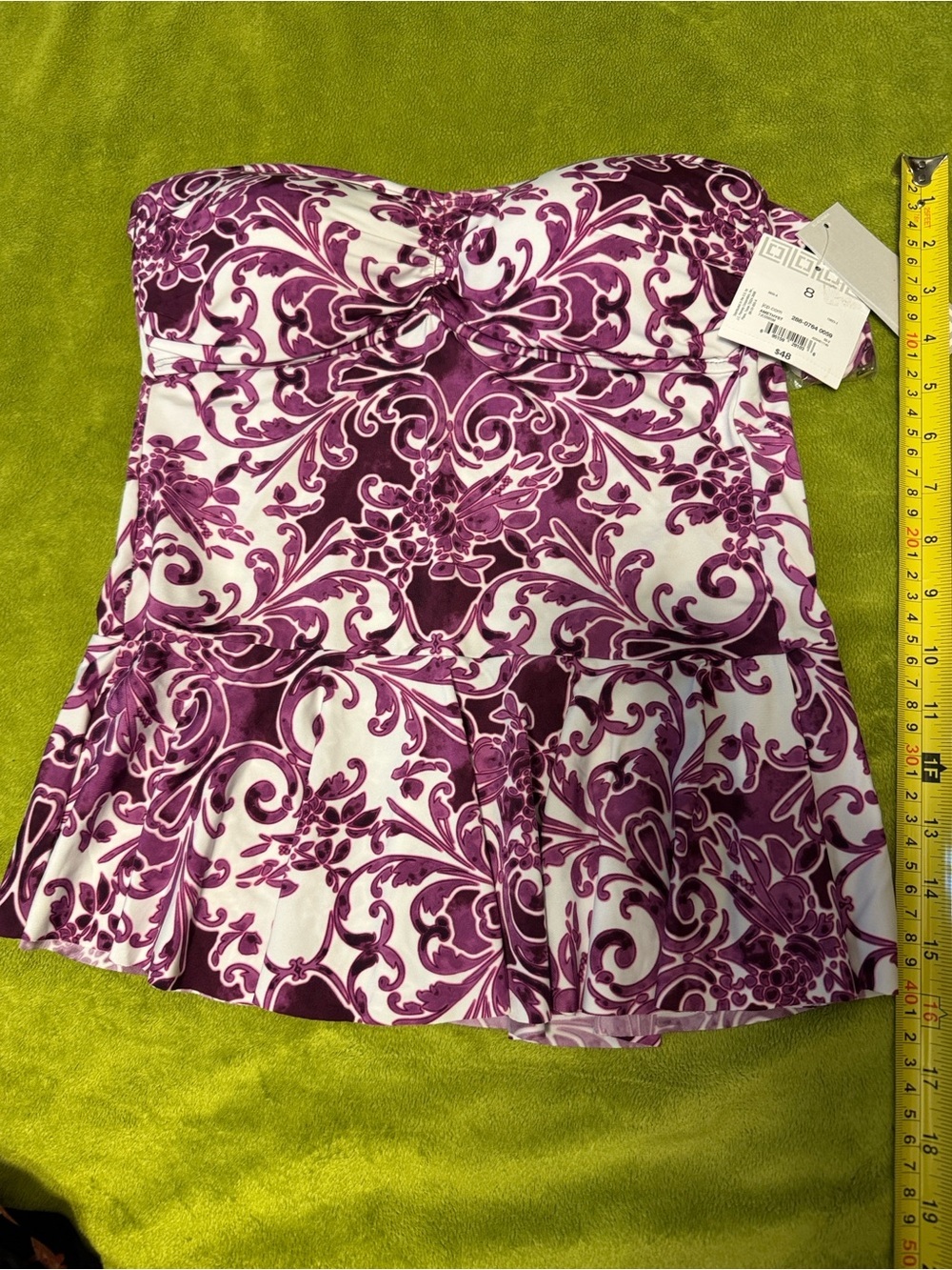 Liz Claiborne Amethyst Purple Tankini Swim Top Sz 8 removable straps NWT